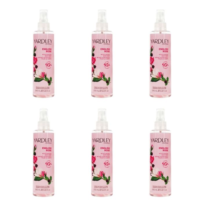 Yardley London English Rose Body Mist 200 ML - Pack of 6