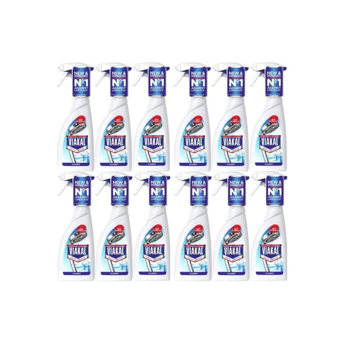 Viakal Classic Limescale Remover Spray 500ml bottle on a clean bathroom surface
