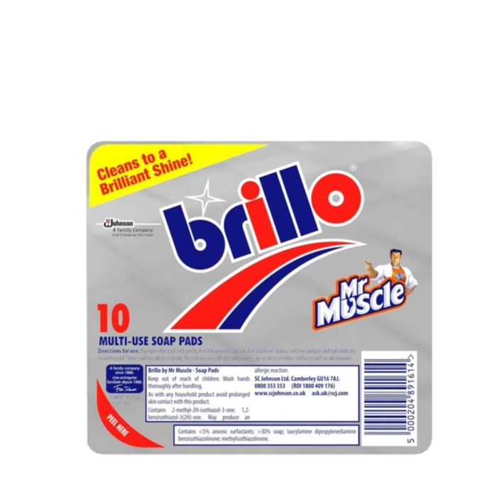 Brillo Mr Muscle Multi Use Soap Pads Cleans to a Brilliant Shine 10 Pack