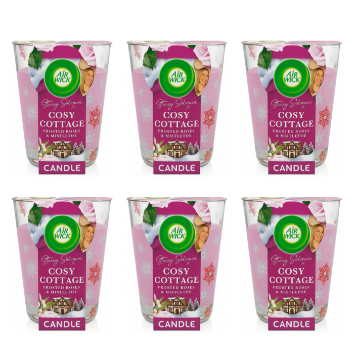 Air Wick Cosy Cottage Frosted Roses & Mistletoe Scented Candle 105g - Pack of 6