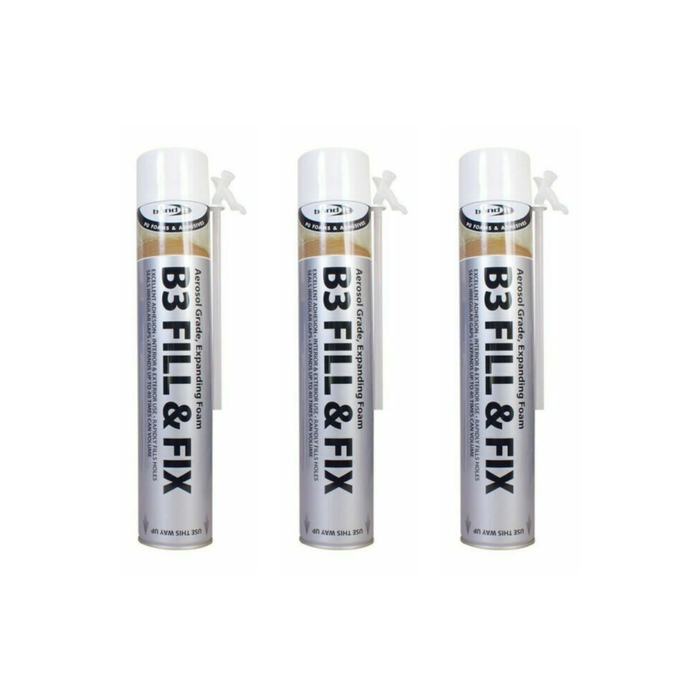 Bond It B3 Fill & Fix Expanding PU Foam & Adhesives 750ml - Pack of 3