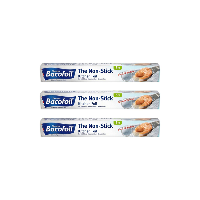 Bacofoil The Non-Stick Kitchen Foil With Unique Bacolift Surface 300mm x 5m - Pack of 3