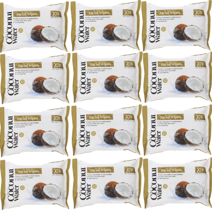 XBC Coconut Water Hydrating Facial Wipes 25 Wipes - Pack of 12