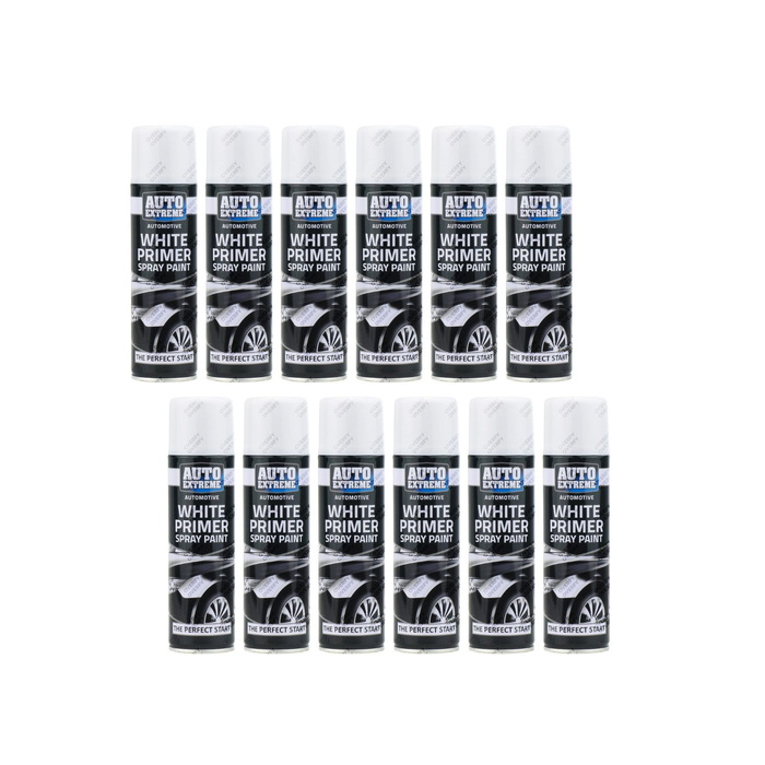 Rapide Auto Extreme All Purpose Spray Paint Can White Primer Finish 250ml - Pack of 12