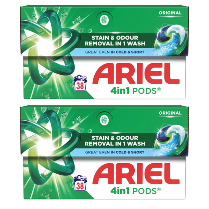Ariel Original 4in1 PODS Stain & Odour Removal 38 Washes - Pack of 2