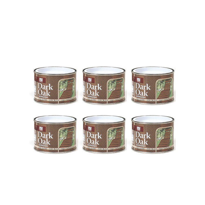 151 Coatings High Gloss Dark Oak Wood Varnish Tin 180ML - Pack of 6