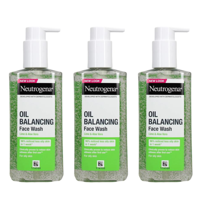 Neutrogena Oil Balancing Lime & Aloe Vera Face Wash 200ml - Pack of 3