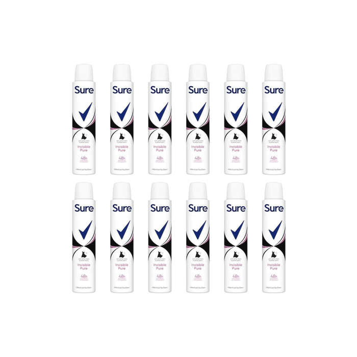 Sure Invisible Pure Antiperspirant Deodorant for Women 200ml - Pack of 12