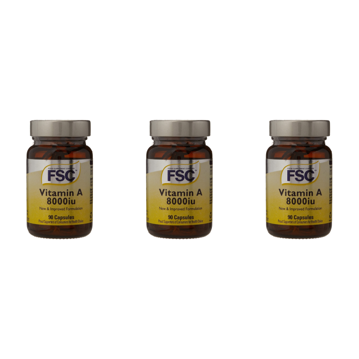 FSC Vitamin A 8000iu 90 Capsules - Pack of 3