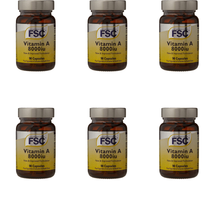 FSC Vitamin A 8000iu 90 Capsules - Pack of 6