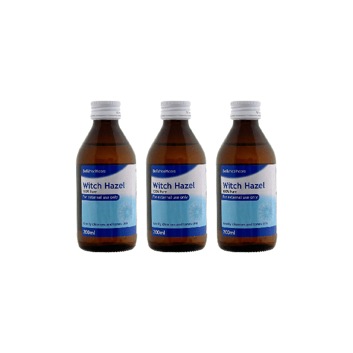Bell's Healthcare Witch Hazel (distilled) Natural Skin Toner Cleanser 200ml - Pack of 3