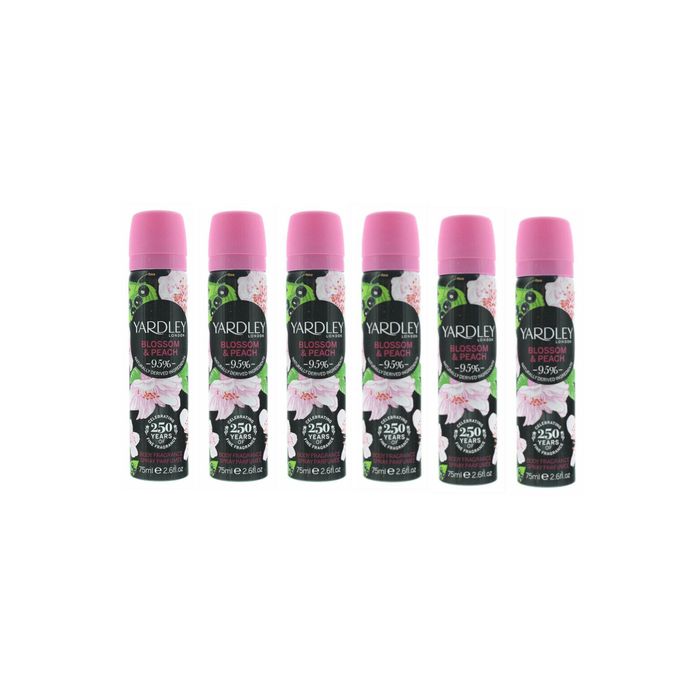 Yardley Blossom & Peach Body Fragrance 75ml - Pack of 6