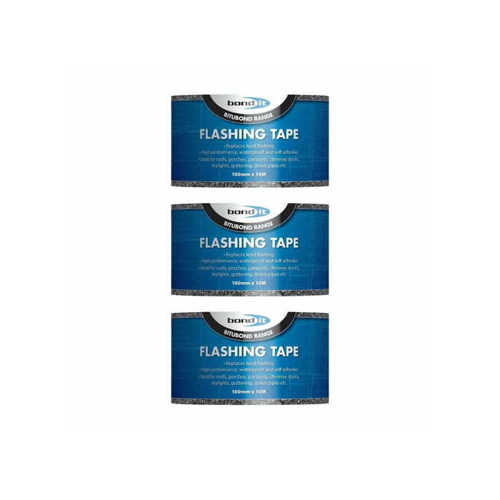  Bond It Bitubond Waterproof Self Adhesive Flashing Tape 100mm x 10m - Pack of 3