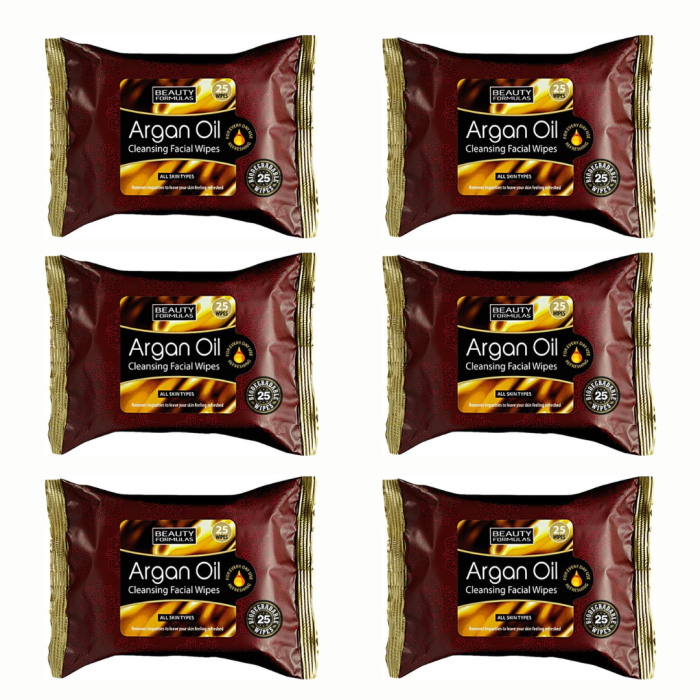 Beauty Formulas Argan Oil Cleansing Facial Wipes Pack of 25