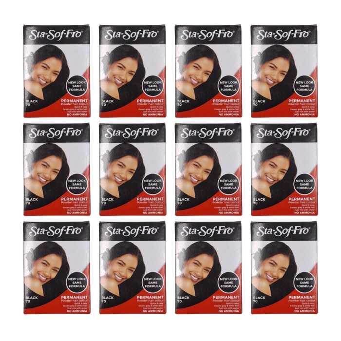Sta Sof Fro Powder Hair Dye Permanent Black 70g - Pack of 12