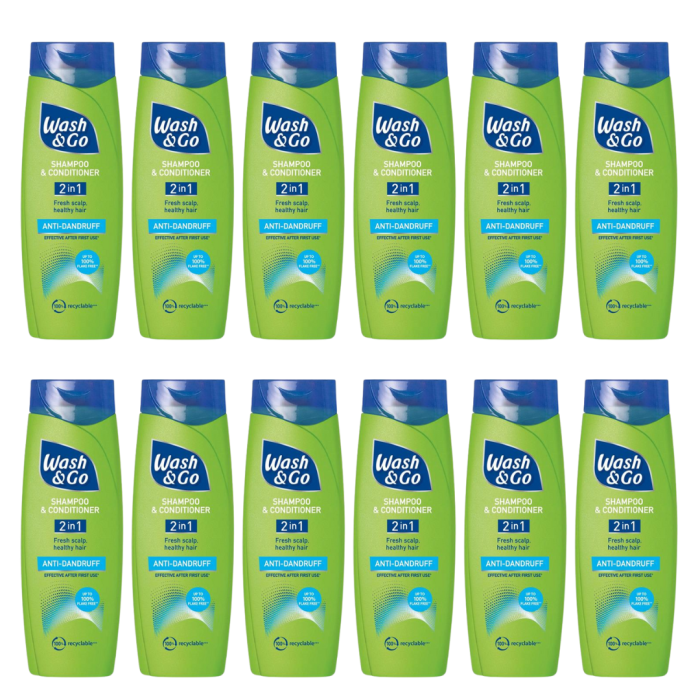 Wash & Go Anti Dandruff 2in1 Shampoo & Conditioner - Pack of 12