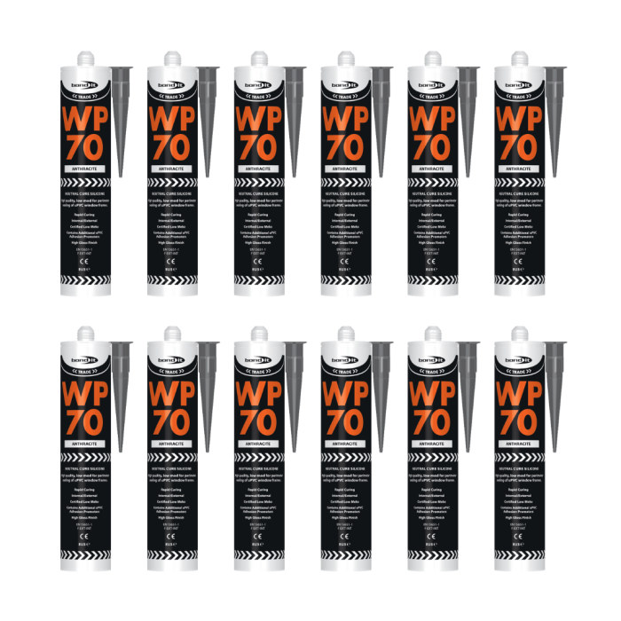 Bond It WP70 Anthracite Neutral Cure Silicone Sealant Rapid Curing 310 ml - Pack of 12