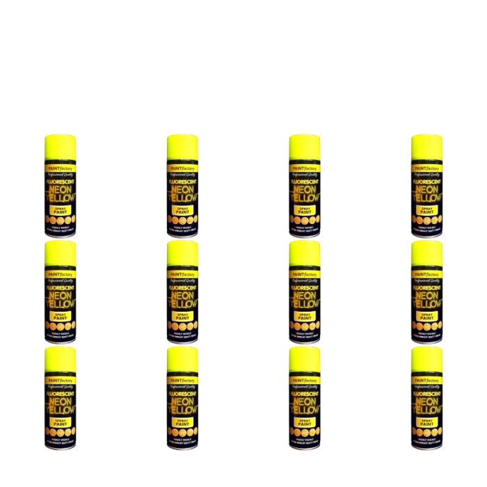 Paint Factory All Purpose Neon Yellow Spray Can 400 ml - Pack of 12