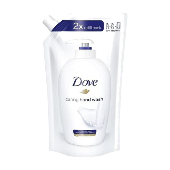 Dove Caring Liquid Hand Wash Refill 500ml pouch on white background
