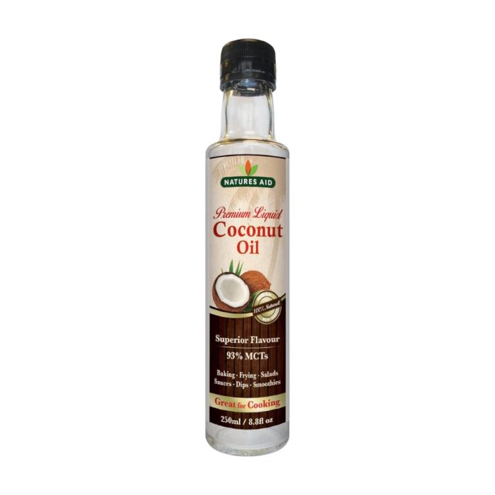 Natures Aid Liquid Coconut Oil For Cooking Frying Baking 250ml 
