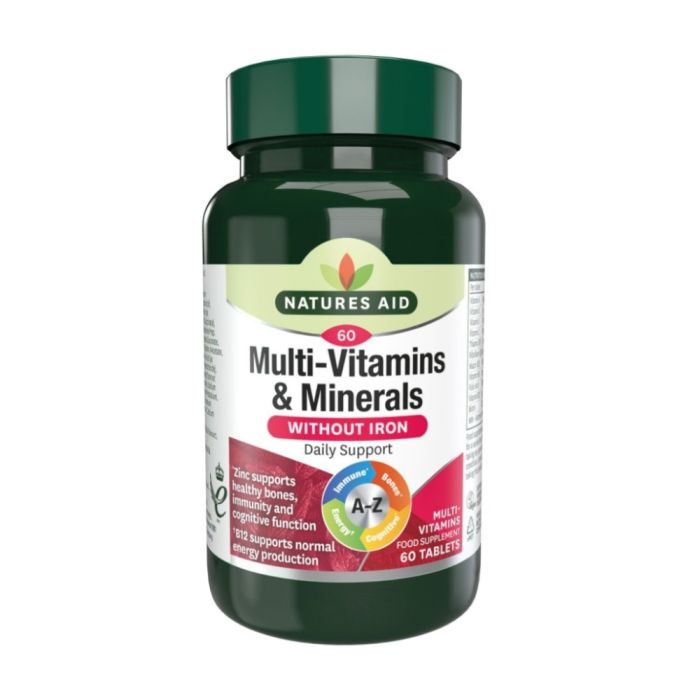 Natures Aid Multi-Vitamins & Minerals without Iron 60 Tablets