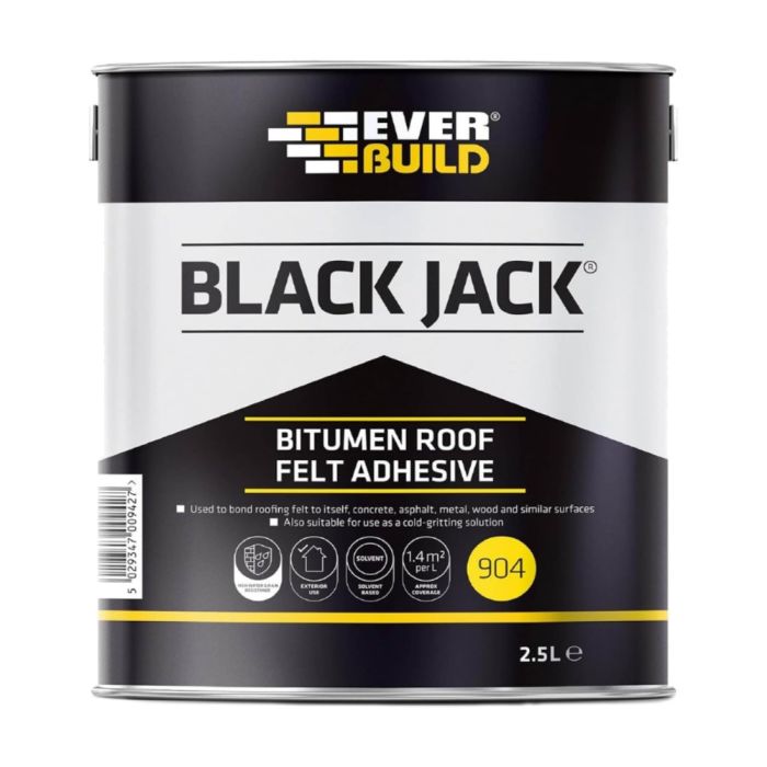 Everbuild Black Jack 904 Bitumen Roof Felt Adhesive Black 2.5 Litre