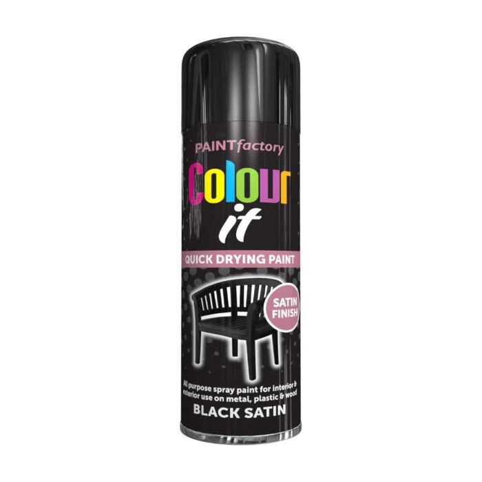 Paint Factory Colour It Satin Black Spray Paint 250ml