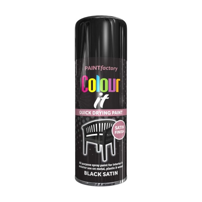 Paint Factory Colour It Satin Black Spray Paint 400ml