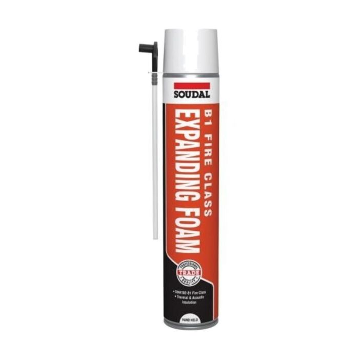 Soudal B1 Fire & Acoustic PU Expanding Foam Hand Held 750ml 