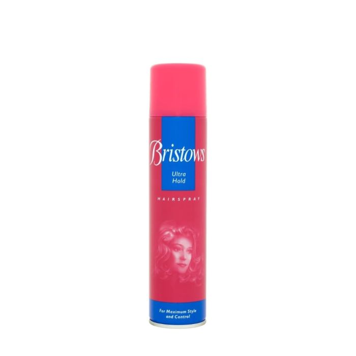 Bristows Ultra Hold Hairspray 300ml can on a clean dressing table surface
