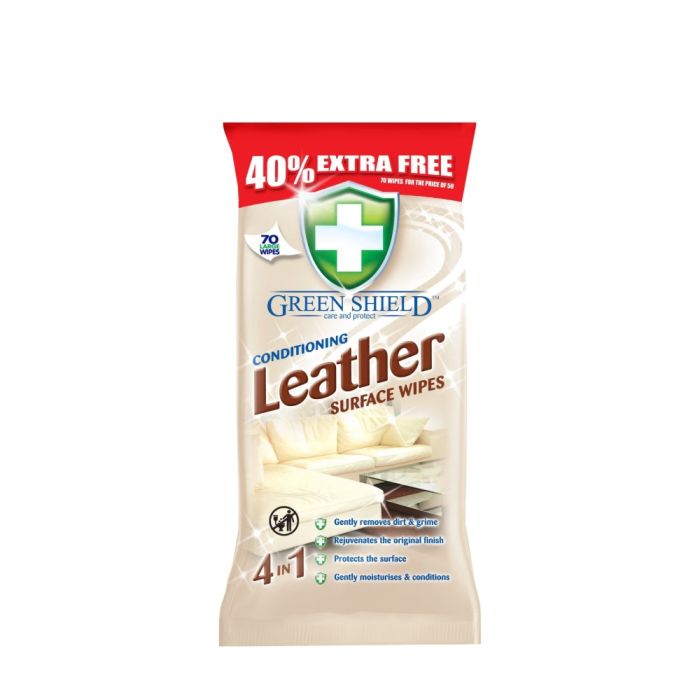 Greenshield Leather Wipes - 70 Wipes
