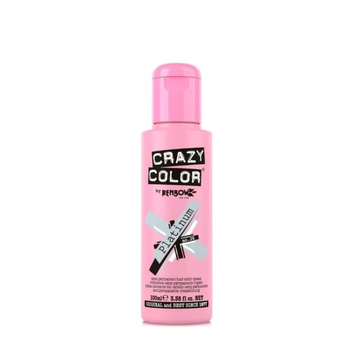 Crazy Color 28 Metallic Platinum Semi-Permanent Hair Color Cream 100ml