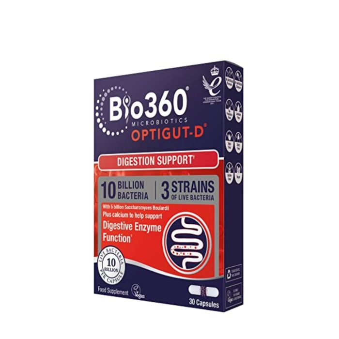 Natures Aid Bio360 OptiGUT-D Digestion Support 30 Capsules