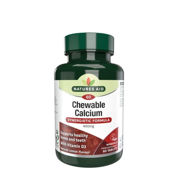 Natures Aid Chewable Calcium 400 mg with Vitamin D3 60 Tablets