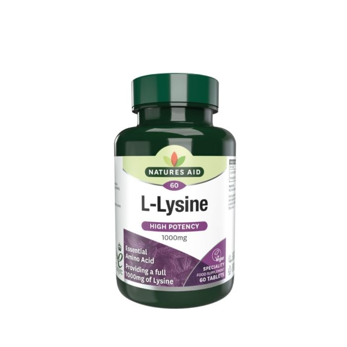 Natures Aid L-Lysine High Potency 1000mg Amino Acid 60 Tablets 