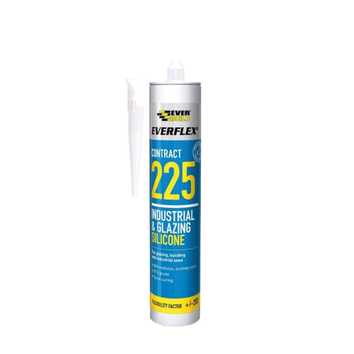 Everbuild 225 Contract Industrial Glazing Silicone Sealant 295ML