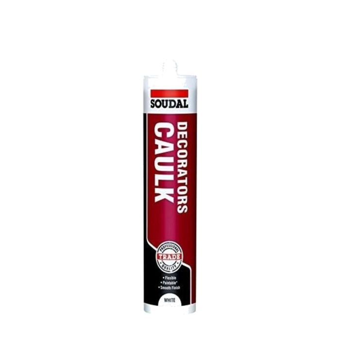 Soudal Decorators Caulk White 290ml - Paintable, Solvent-Free Interior Sealant & Filler