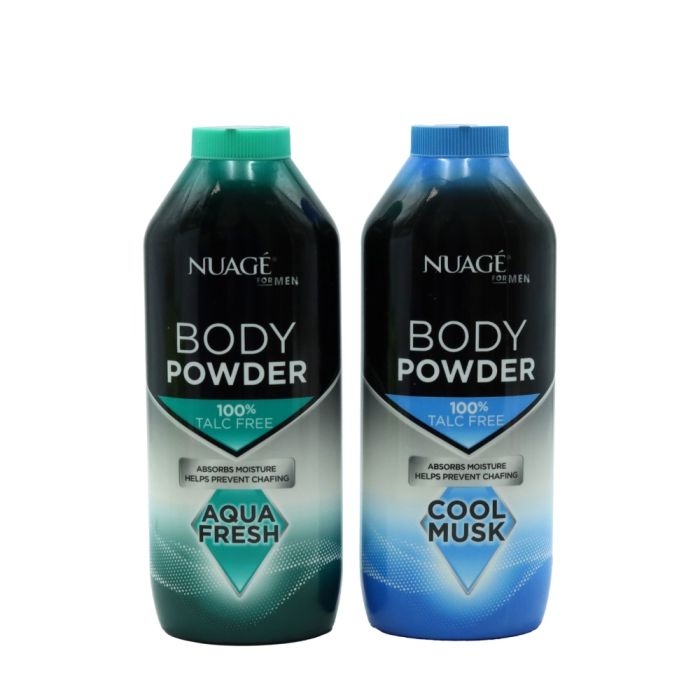 Nuagé Talc-Free Men’s Body Powder,Cool Musk & Aqua Scent, 250g
