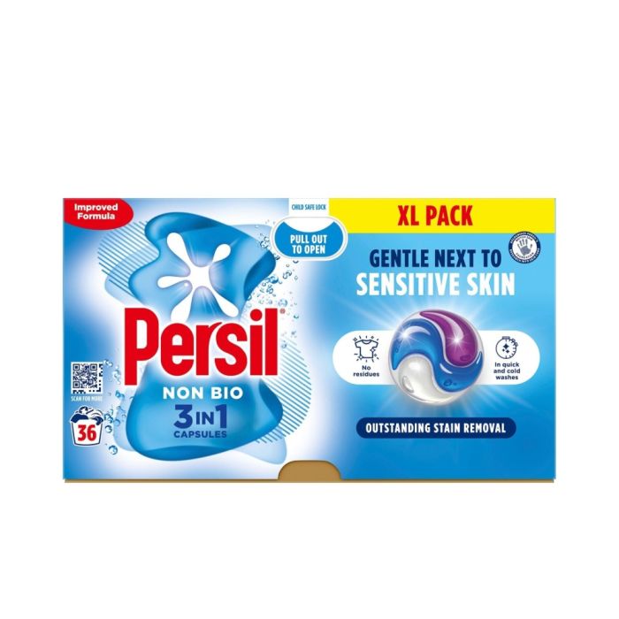 Persil 3 In 1 Laundry Detergent Capsule Non Bio Sensitive Skin 36 Capsules