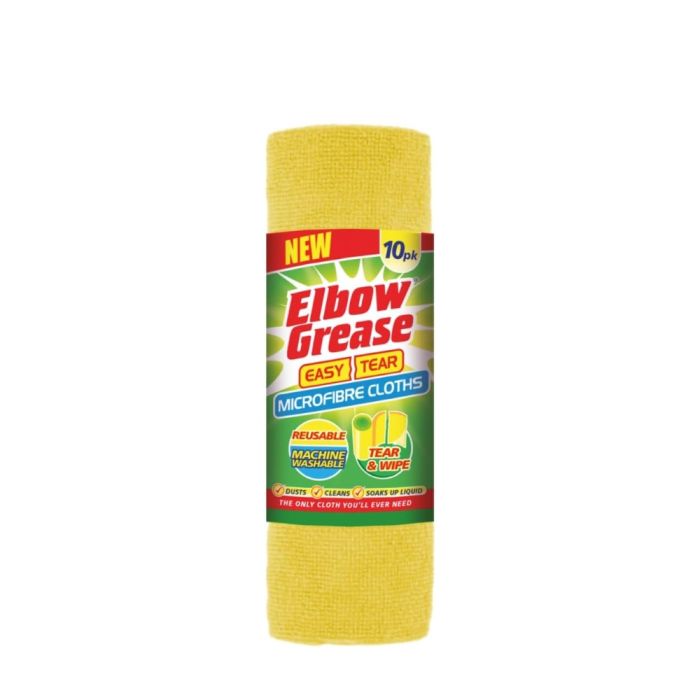 Elbow Grease Yellow Microfibre Easy Tear Cleaning Cloths 10 Count
