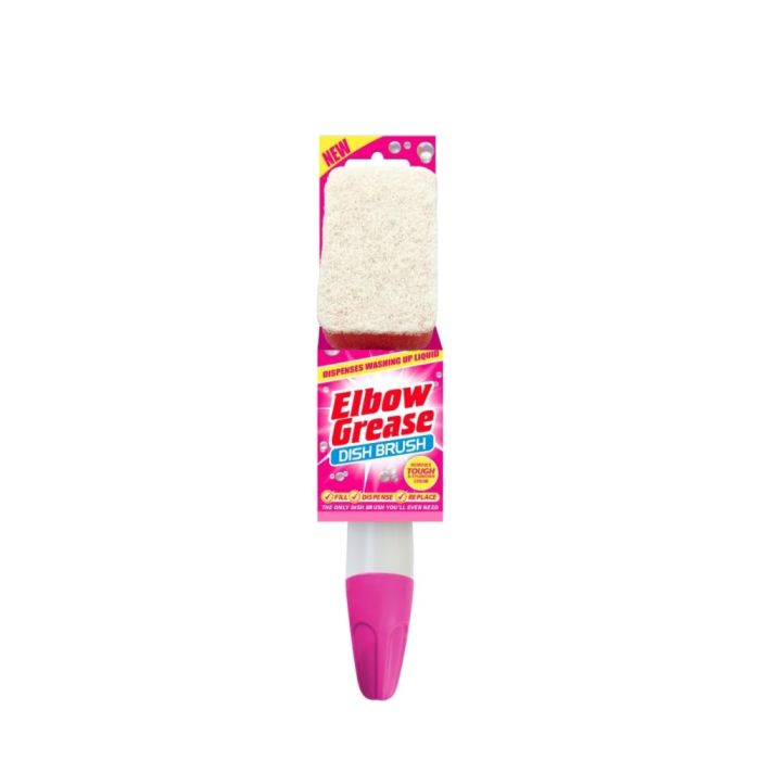 Elbow Grease Pink Washing Up Liquid Dispensing Dish Brush