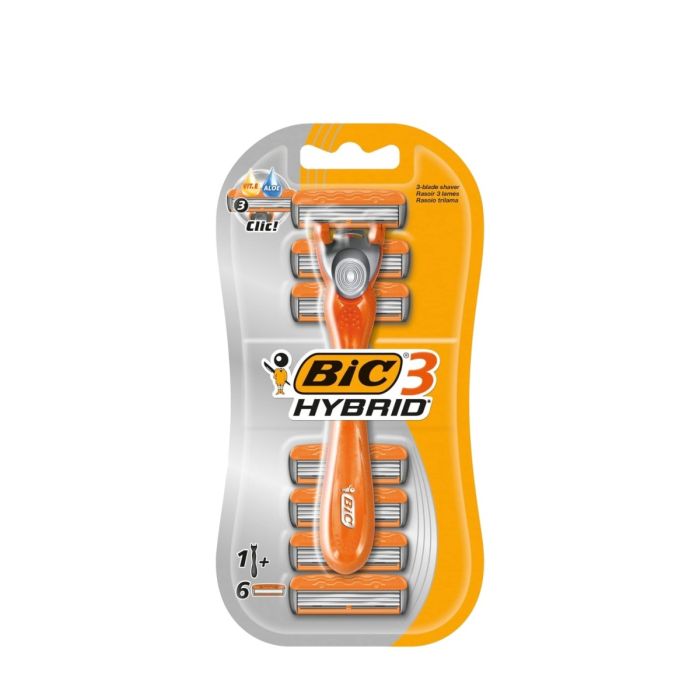 BIC 3 Hybrid Men’s Razor with 6 Replacement Cartridges 3 Blade Shaver