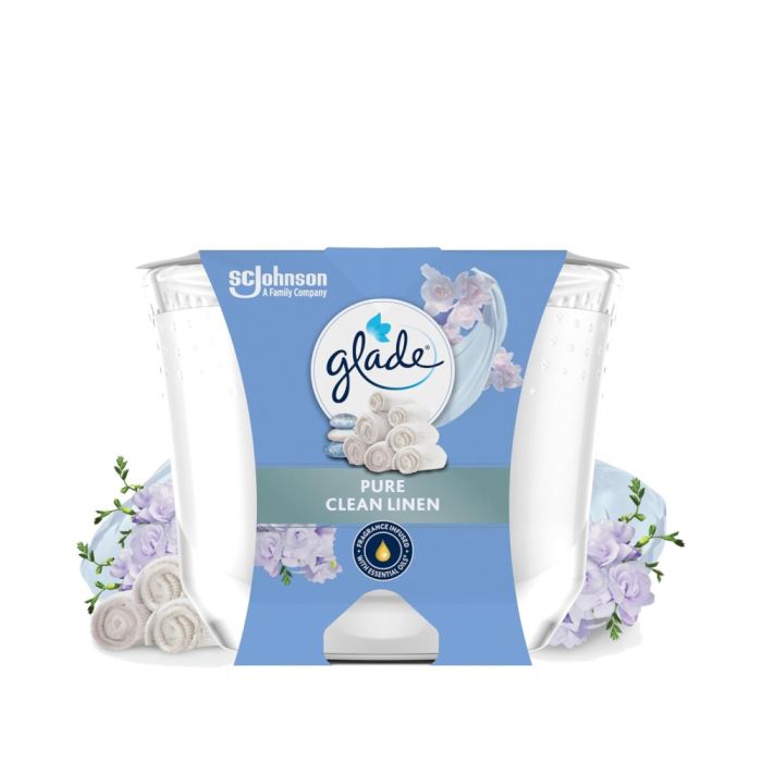 Glade Pure Clean Linen Scented Jar Candle 204g