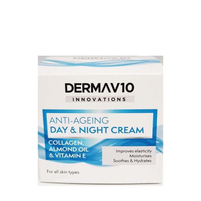 Derma V10 Day & Night Cream Anti-Ageing Collagen Almond Oil & Vitamin E 50ml