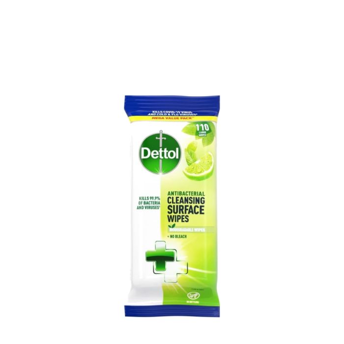 Dettol Antibacterial Cleansing Surface Wipes Lime & Mint 110 Wipes