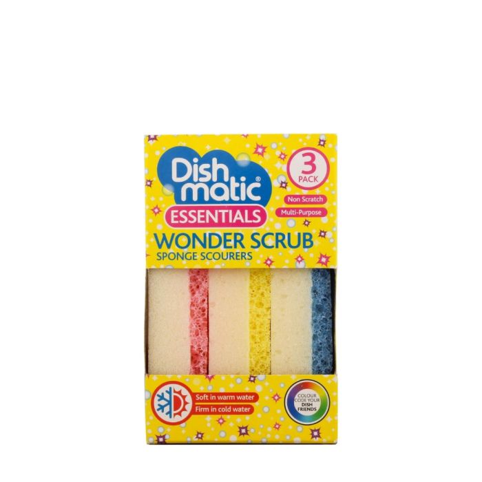 Dishmatic Wonder Scrub Non-Scratch Dual Action Sponge Scourers 3 Pack