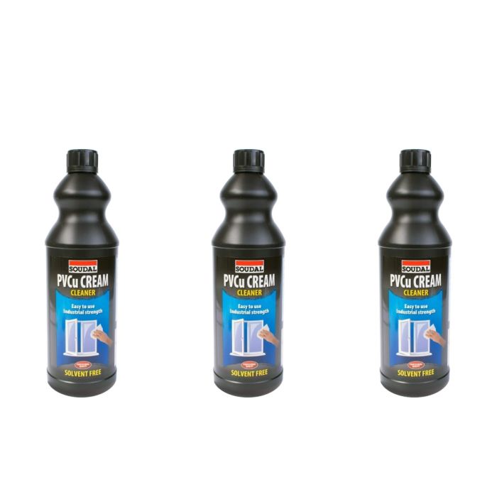 Soudal PVCu Solvent Free Cream Cleaner 1L - Pack of 3