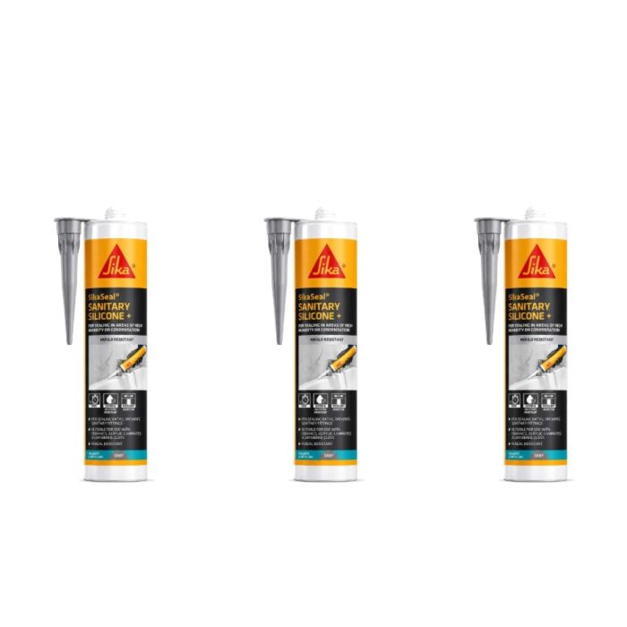 Everbuild Everflex 500 Silicone Sealant Manhattan Grey 295ml - Pack of 3