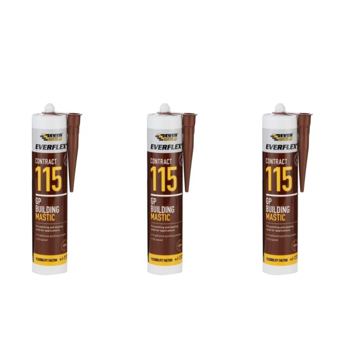 Everbuild 115 General Purpose Building Mastic Grey 285ml - Pack of 3