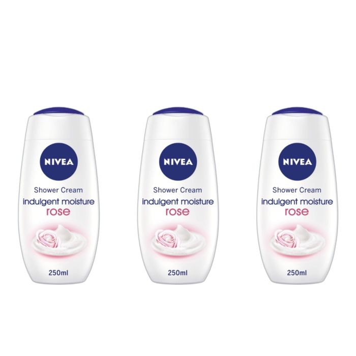 Nivea Shower Cream Indulgent Moisture Rose 250ml - Pack of 3
